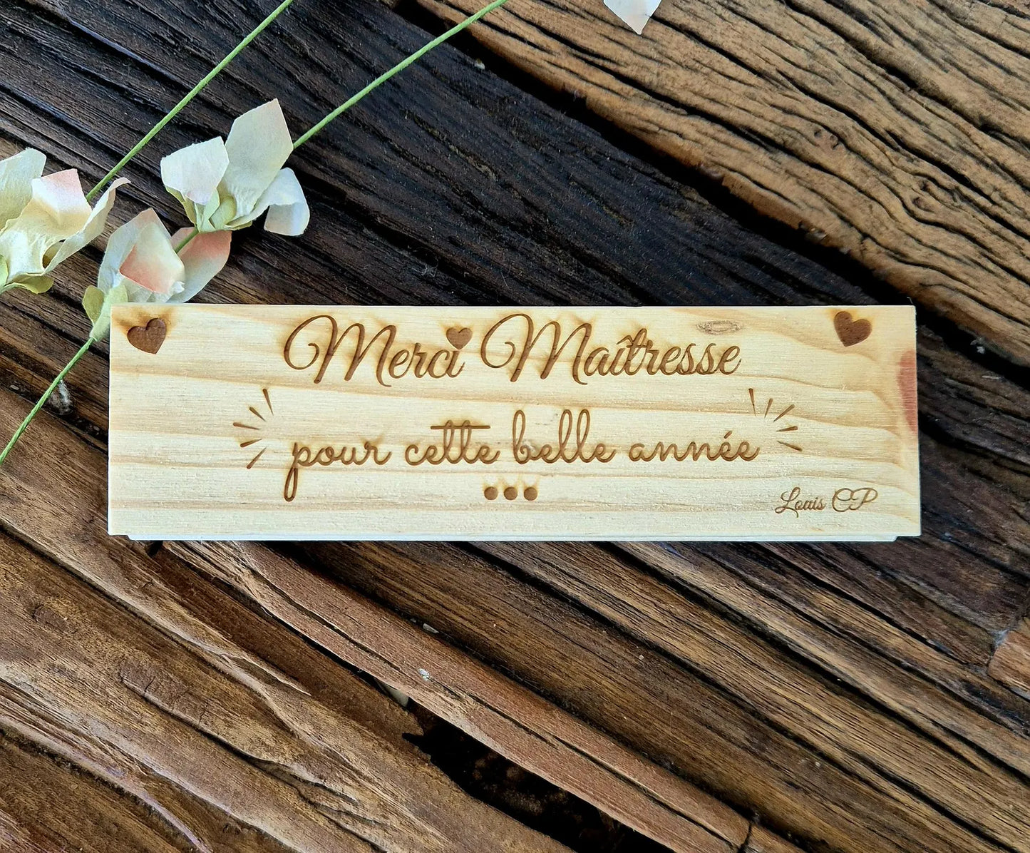 Brosse pour Tableau Personnalisée en Bois – Cadeau Maîtresse Fin d’Année – Merci Maîtresse Original