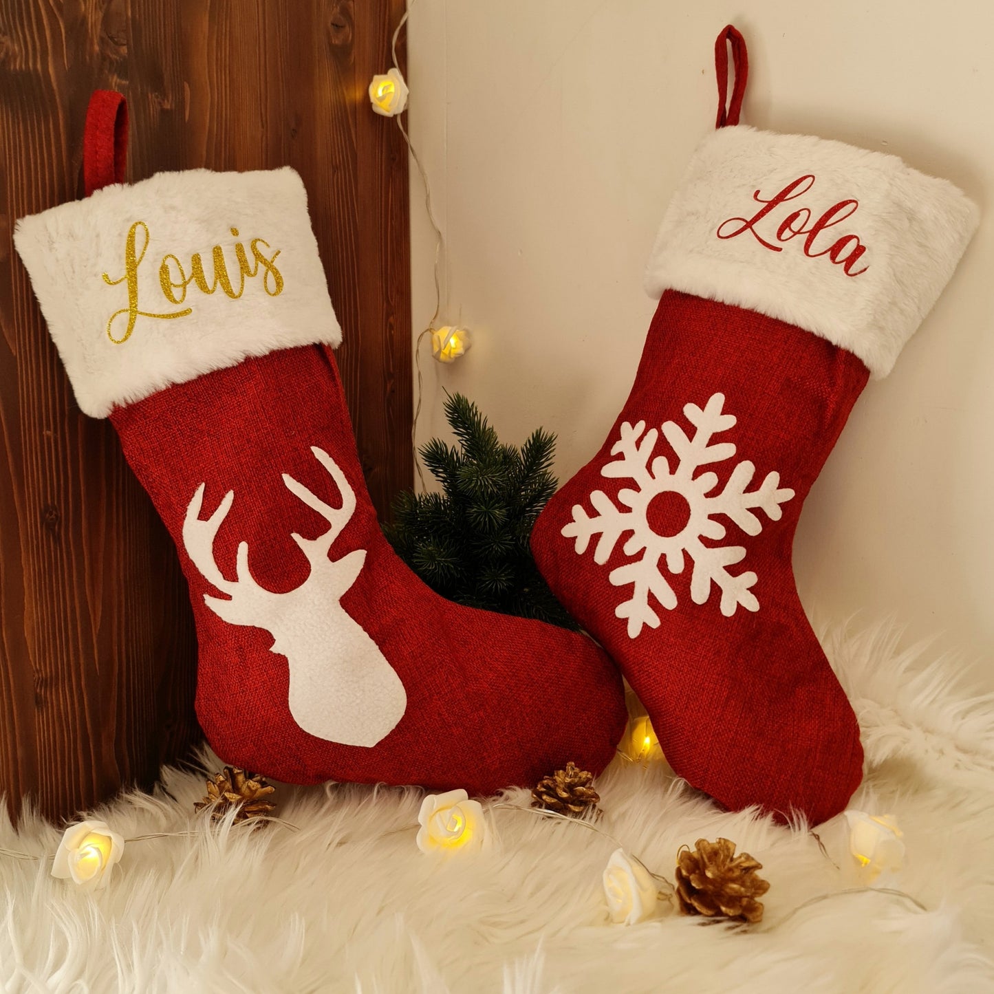 Chaussette de noël personnalisée motif Flocon