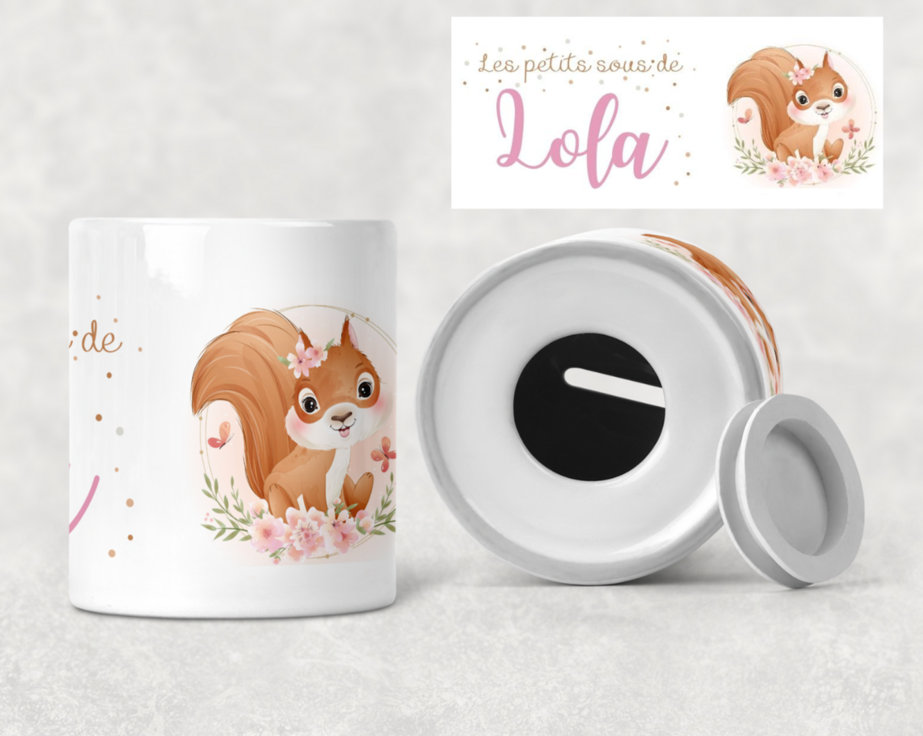 Tirelire personnalisée écureuil