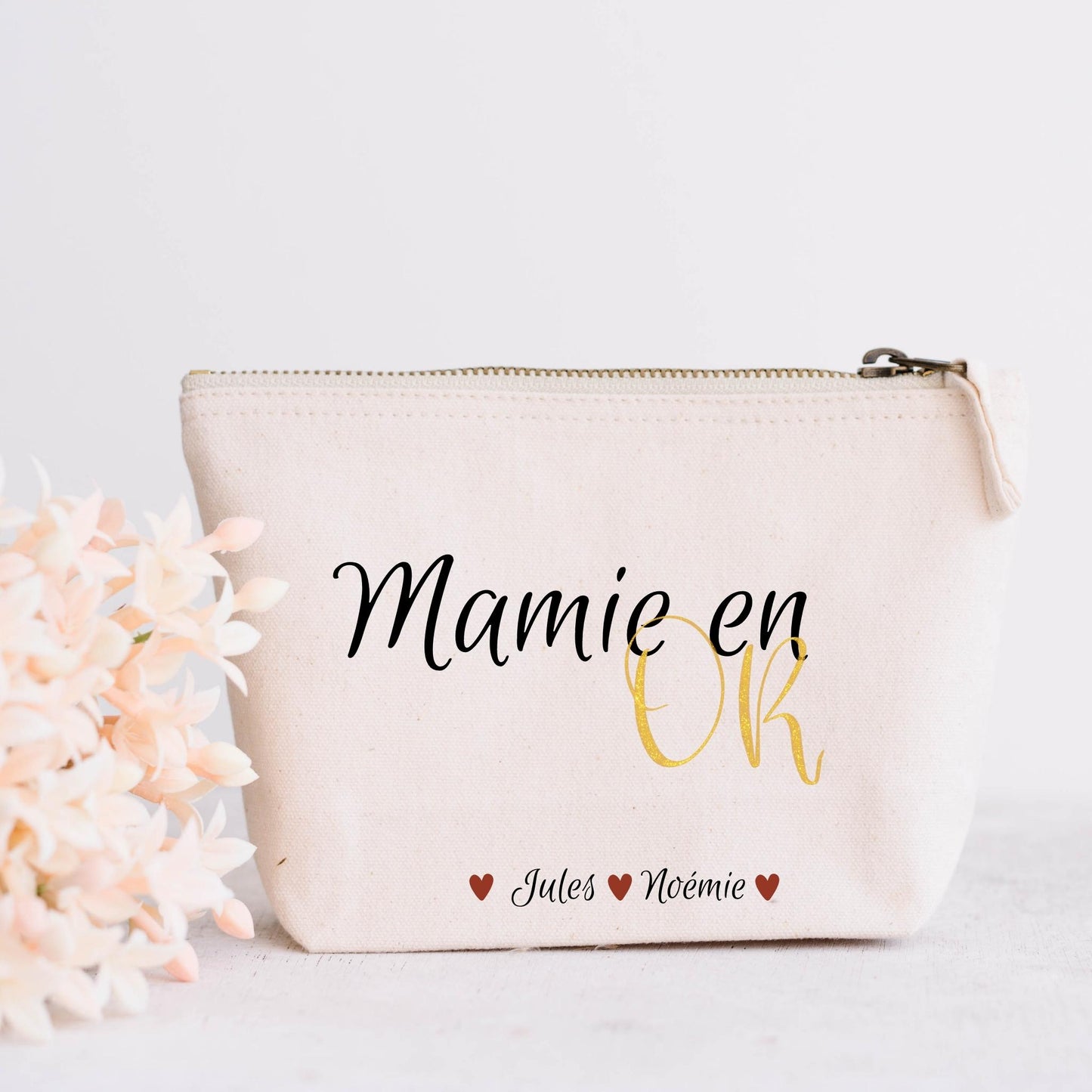Pochette ou trousse mamie en or personnalisée