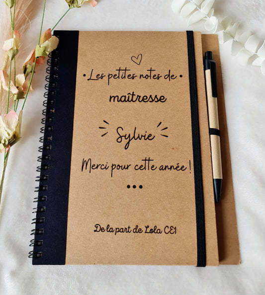 Carnet maîtresse personnalisé