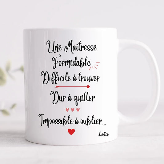 Mug maîtresse personnalisé, cadeau fin d'année scolaire