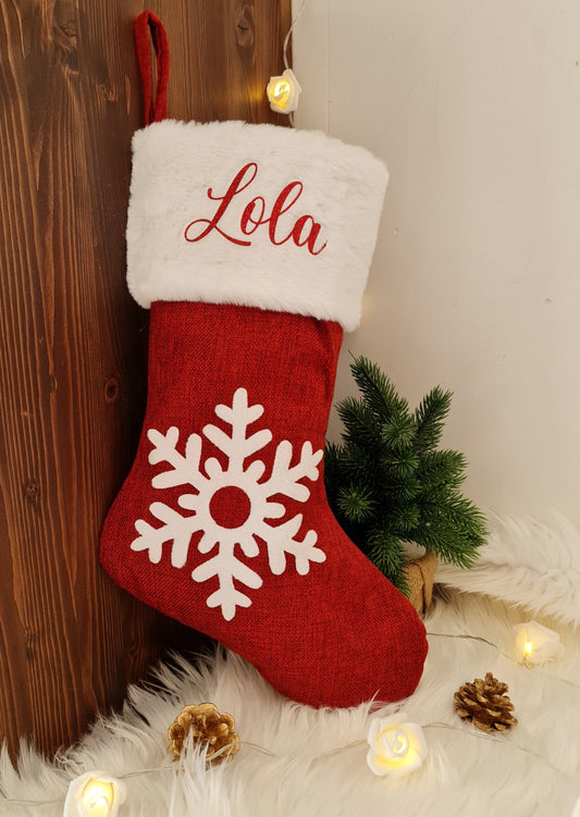 Chaussette de noël personnalisée motif Flocon
