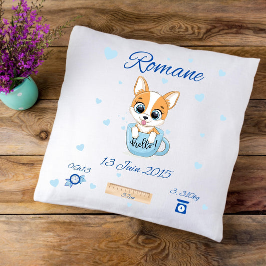Coussin de naissance personnalisé Chiot