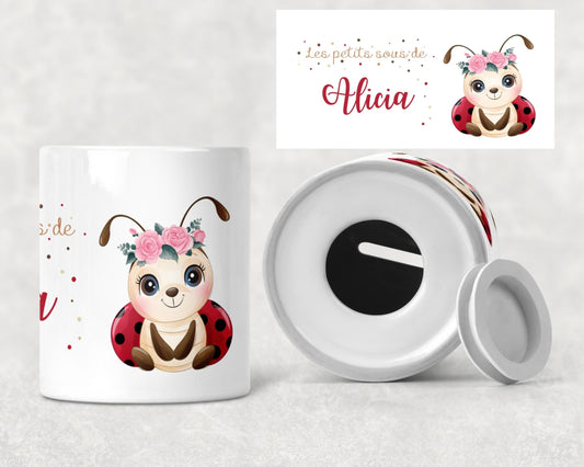 Tirelire personnalisée Coccinelle