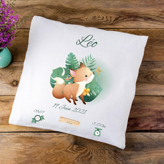 Coussin de naissance personnalisé Renard