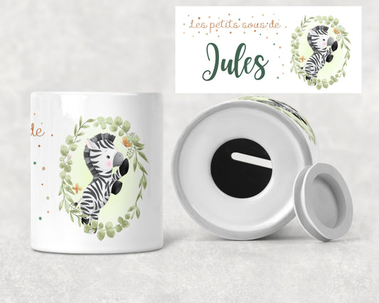 Tirelire personnalisée zèbre